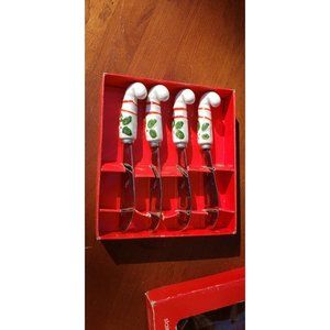 Winter Greetings Ceramic Handle Spreaders Christmas Dining Set Of 4